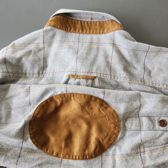 Orvis Fairbanks Shirt Mens Med Light Check Flannel Button Up SUEDED ELBOW Patch - Picture 5 of 14